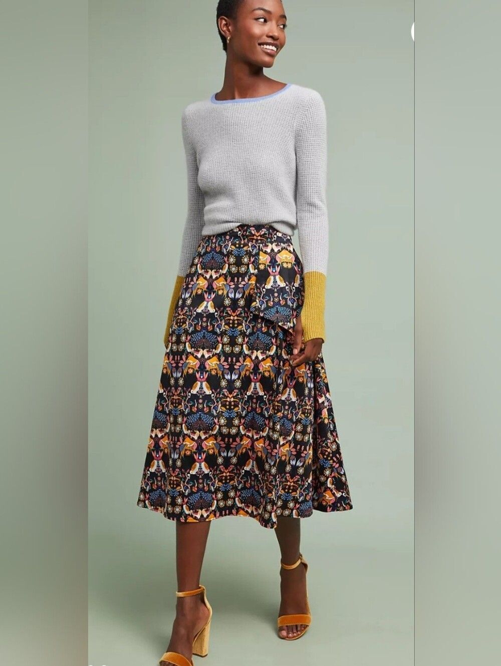 Anthropologie EVA Franco Whimsy Midi Skirt size 6